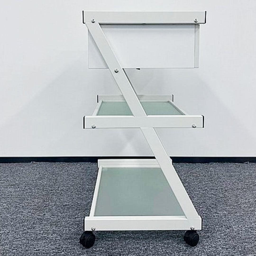 Cosmetics cart - עגלת קוסמטיקה 3 מדפי זכוכית מחוסמת ומגירת אחסון