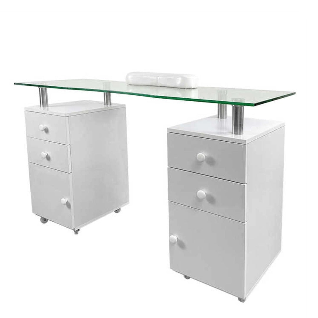 Manicure work table - שולחן מניקור יוקרתי עם משטח זכוכית מחוסמת