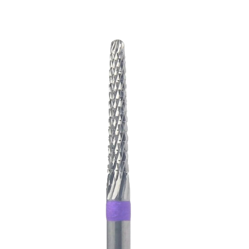 Carbide Bur - 023 מקדח ראש שיוף קרביד קונוס צר עם חריצה משולשת בינונית מוגברת סגול