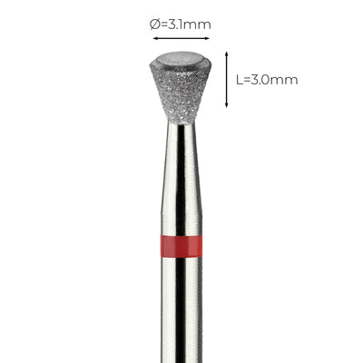 מקדח יהלום בטיחותי  Safe Bit  קונוס "חצאית הפוכה",אדום עדין, תחתית חלקה ושטוחה – 1E