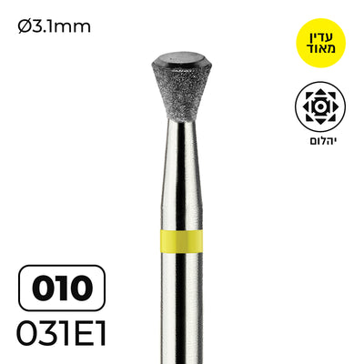 מקדח יהלום בטיחותי  Safe Bit  קונוס "חצאית הפוכה", צהוב עדין מאוד, תחתית חלקה ושטוחה – 1E