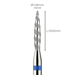 מקדח ראש שיוף יהלום לסלון יופי "להבה טורנדו" כחול בינוני 243/018T