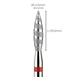 מקדח ראש שיוף יהלום לסלון יופי "להבה טורנדו" אדום עדין 243/025T