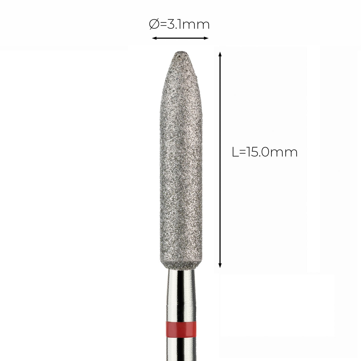 מקדח ראש שיוף יהלום לסלון יופי "טיל" אדום עדין 274/031