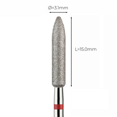 מקדח ראש שיוף יהלום לסלון יופי "טיל" אדום עדין 274/031