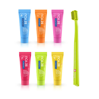 קורפרוקס מארז שישה טעמים - מברשת ומשחות שיניים 10 מ"ל Toothpaste Be You Six Taste Pack