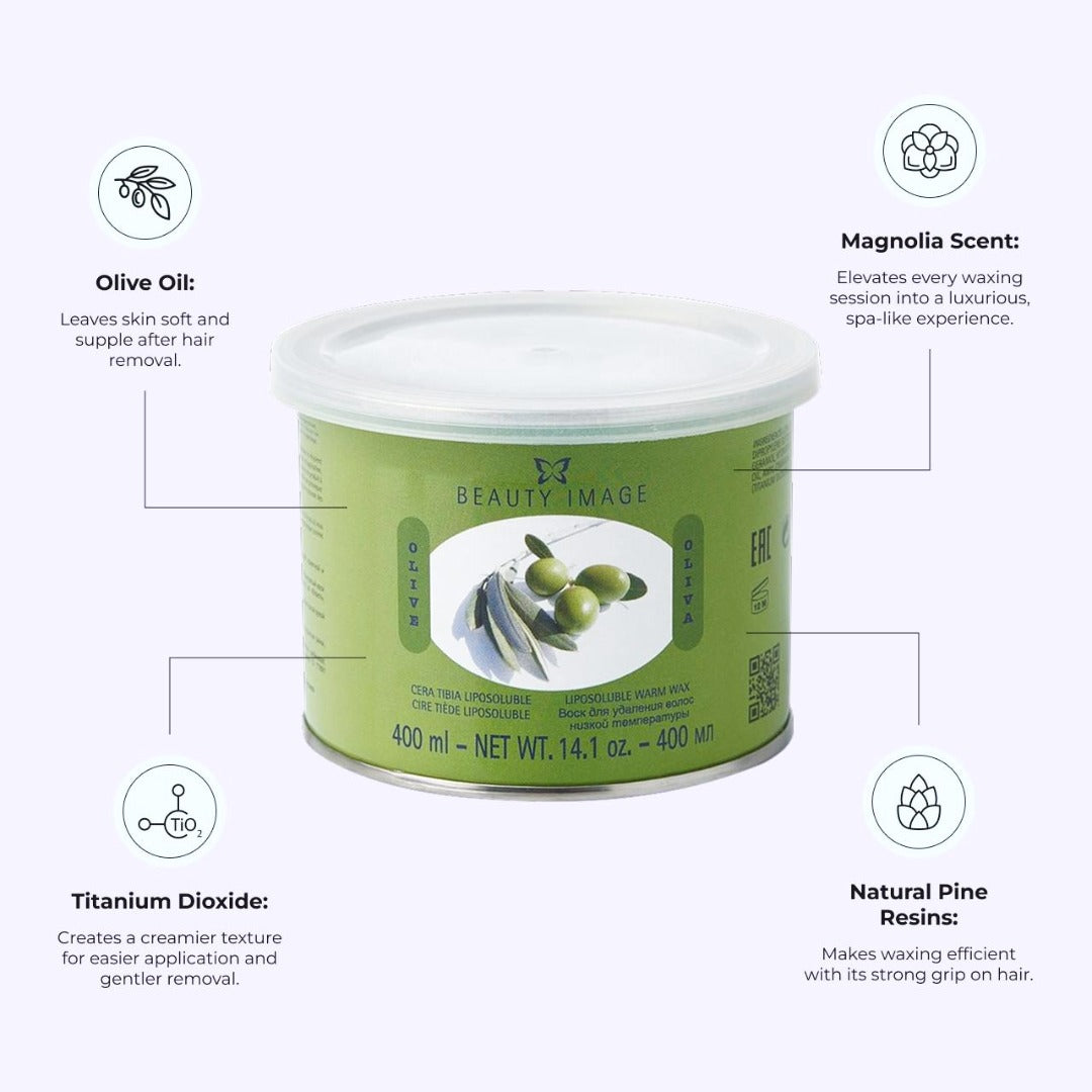 Olive Warm Wax - שעוות בדים חמה  עם שמן זית פחית 800 מ״ל