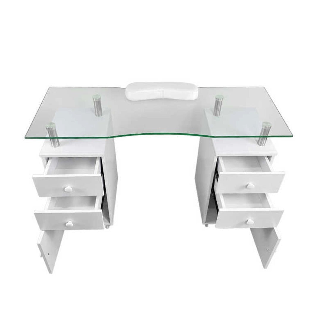 Manicure work table - שולחן מניקור יוקרתי עם משטח זכוכית מחוסמת