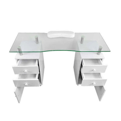 Manicure work table - שולחן מניקור יוקרתי עם משטח זכוכית מחוסמת