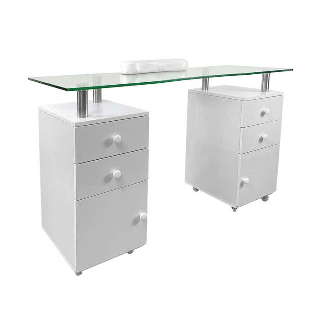 Manicure work table - שולחן מניקור יוקרתי עם משטח זכוכית מחוסמת