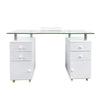 Manicure work table - שולחן מניקור יוקרתי עם משטח זכוכית מחוסמת