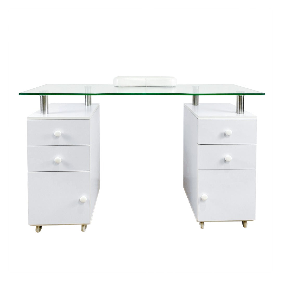 Manicure work table - שולחן מניקור יוקרתי עם משטח זכוכית מחוסמת