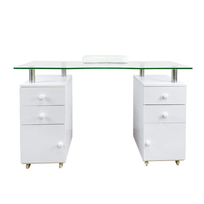 Manicure work table - שולחן מניקור יוקרתי עם משטח זכוכית מחוסמת