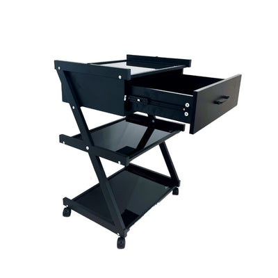 Cosmetics cart - עגלת קוסמטיקה 3 מדפי זכוכית מחוסמת ומגירת אחסון