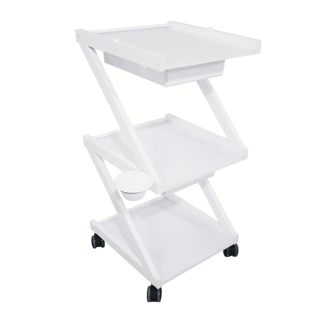 Cosmetics cart - עגלת קוסמטיקה 3 מדפי עץ  ומגירות אחסון