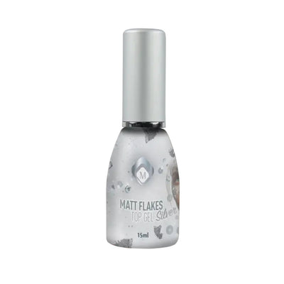 Matte Flakes Silver Top Gel - טופ ג'ל מט פתיתי כסף 15 מ"ל