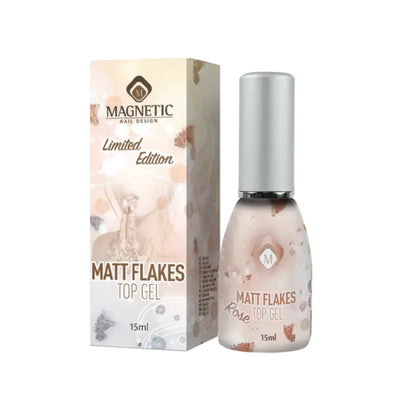 Matte Flakes Rose Top Gel - טופ ג'ל מט פתיתים ורודים 15 מ"ל