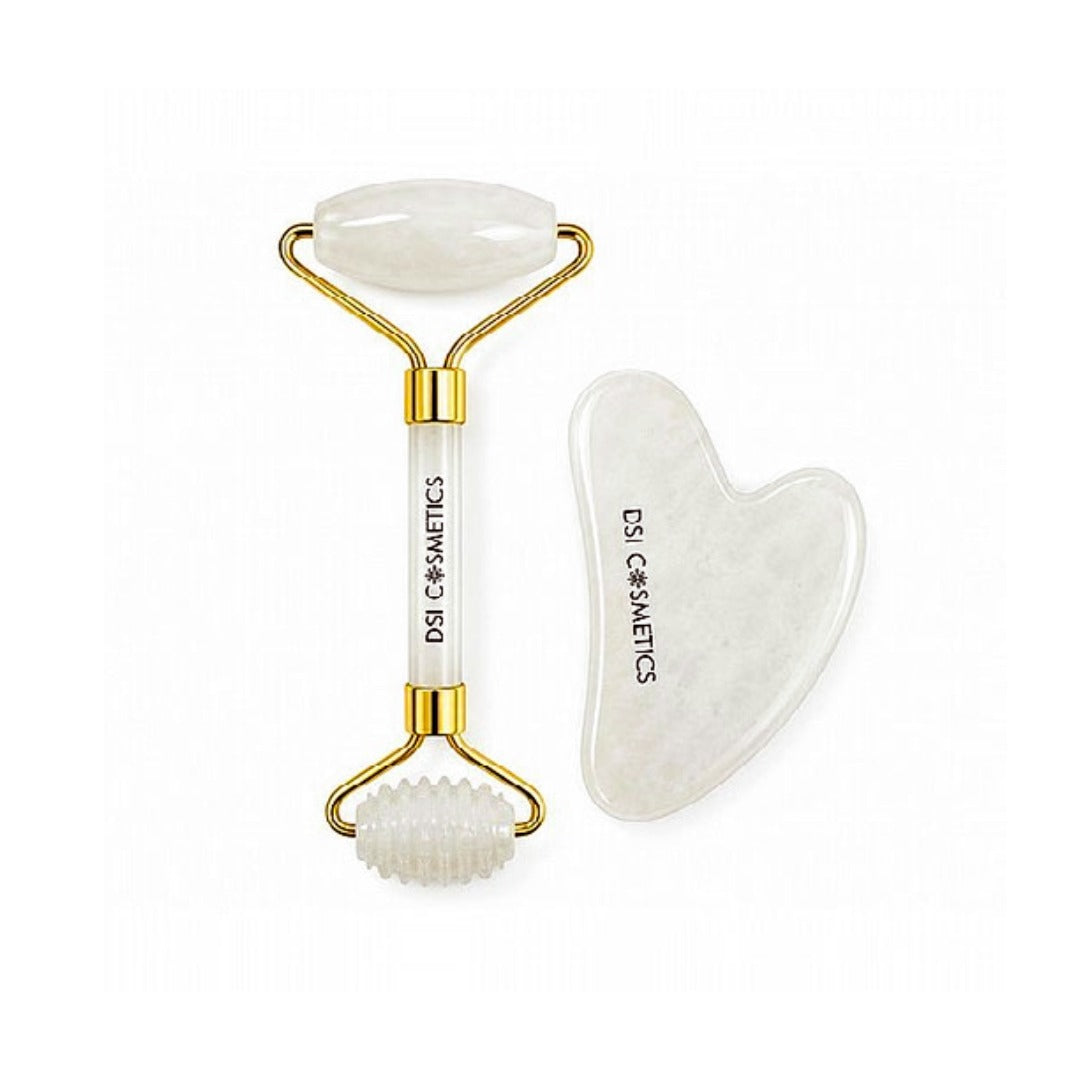 Jade Roller and Gua Sha Set  - מארז רולר דו־צדדי ואבן גוואשה לעיסוי הפנים