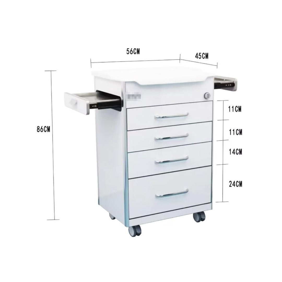 Storage cabinet - ארונית ניידת למרפאה עם 4 מגירות ו־2 מדפים נשלפים