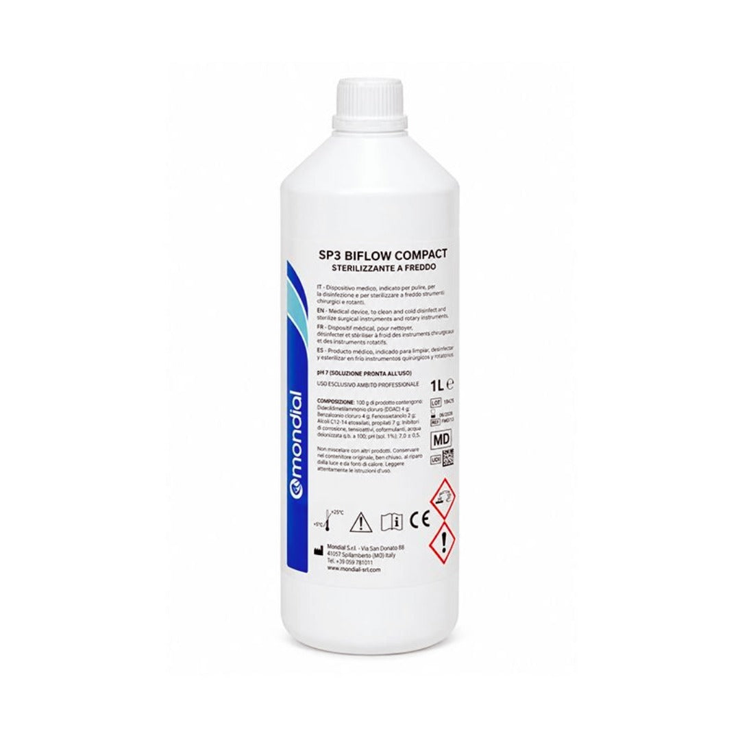 Mondial SP3 Biflow Compact -נוזל דו־רכיבי לחיטוי ולעיקור כימי קר 1 ליטר