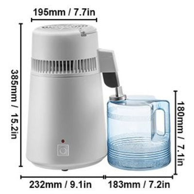 Water distiller - מזקק מים נירוסטה עם מיכל פלסטיק  4 ליטר