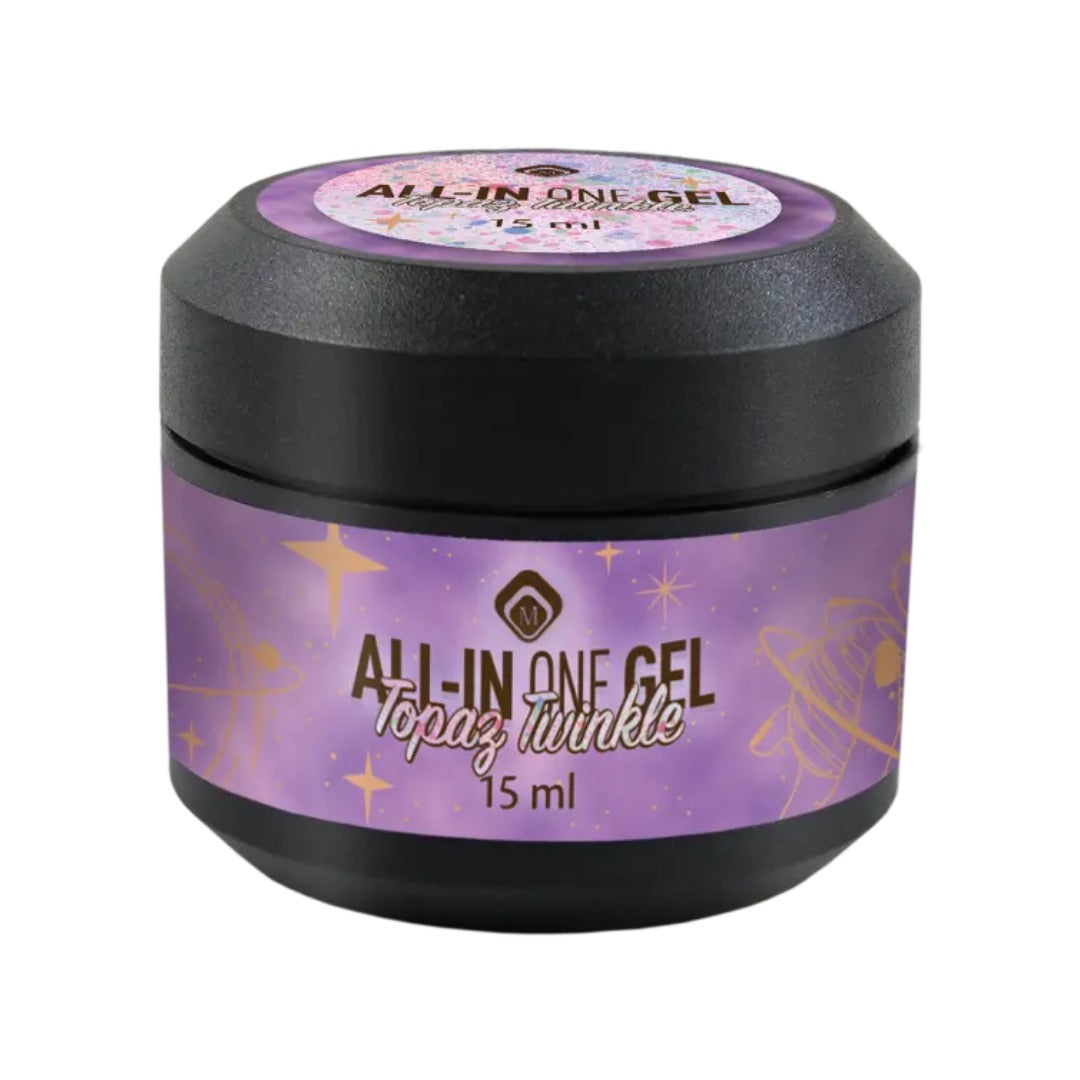 All in One Gel Topaz Twinkle - ג'ל בנייה צבעוני נוצץ 15 מ״ל