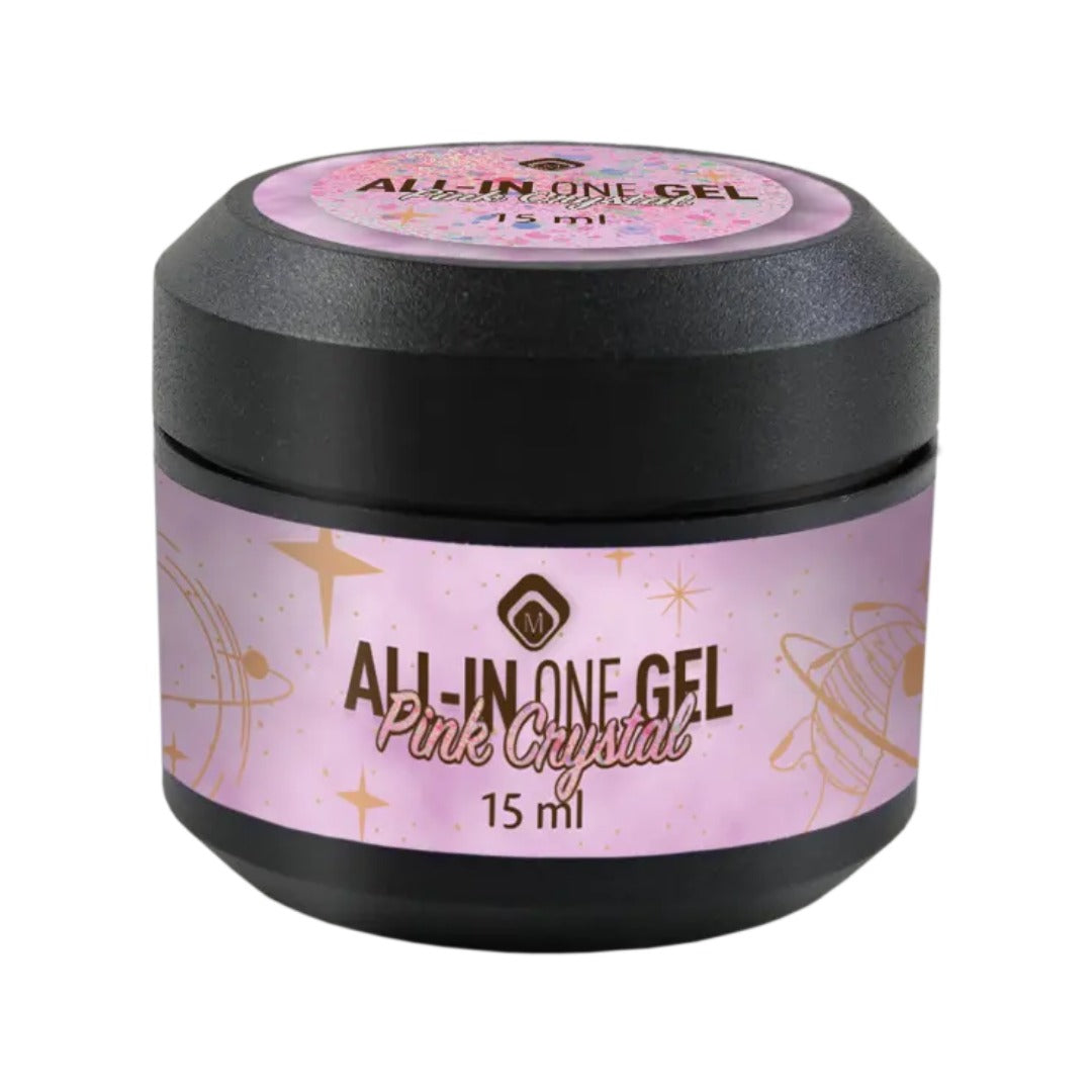All in One Gel Pink Crystal - ג'ל בנייה צבעוני נוצץ 15 מ״ל