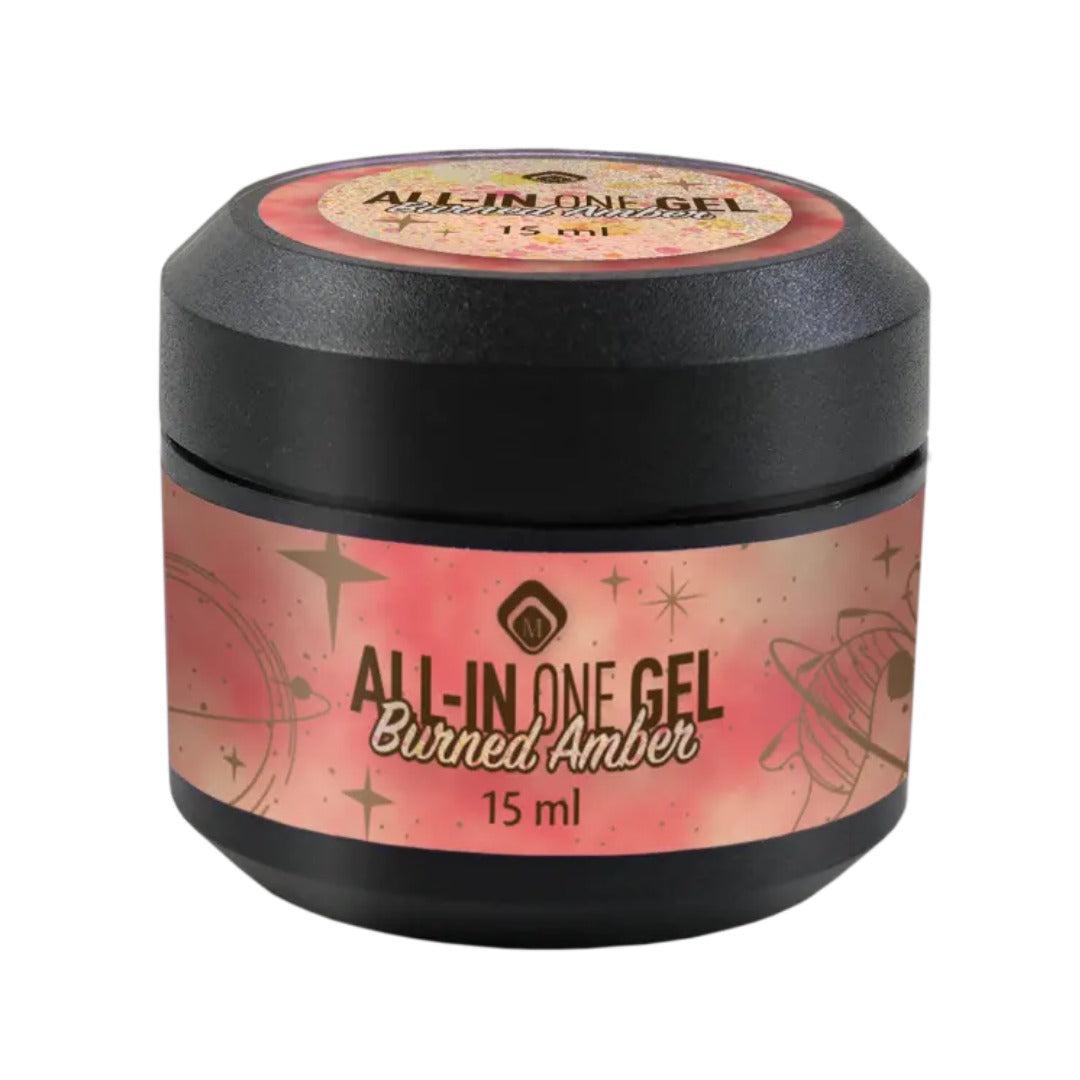 All in One Gel Burned Amber - ג'ל בנייה צבעוני נוצץ 15 מ״ל