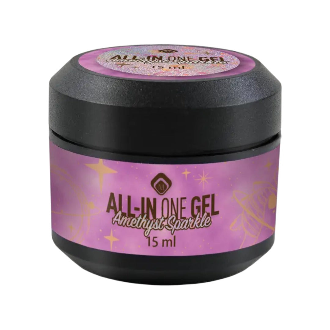 All in One Gel Amethyst Sparkle - ג'ל בנייה צבעוני נוצץ 15 מ״ל
