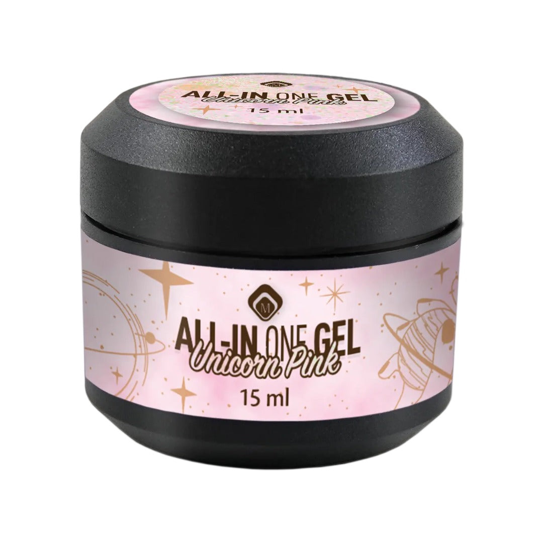 All in One Gel Unicorn Pink - ג'ל בנייה צבעוני נוצץ 15 מ״ל