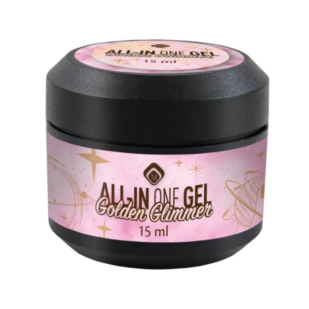 All in One Gel Golden Glimmer - ג'ל בנייה צבעוני נוצץ 15 מ״ל