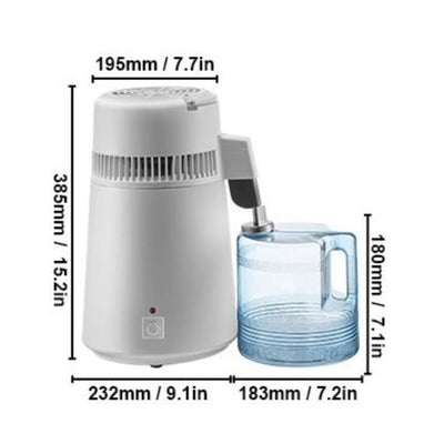 Water distiller - מזקק מים נירוסטה עם מיכל פלסטיק  4 ליטר