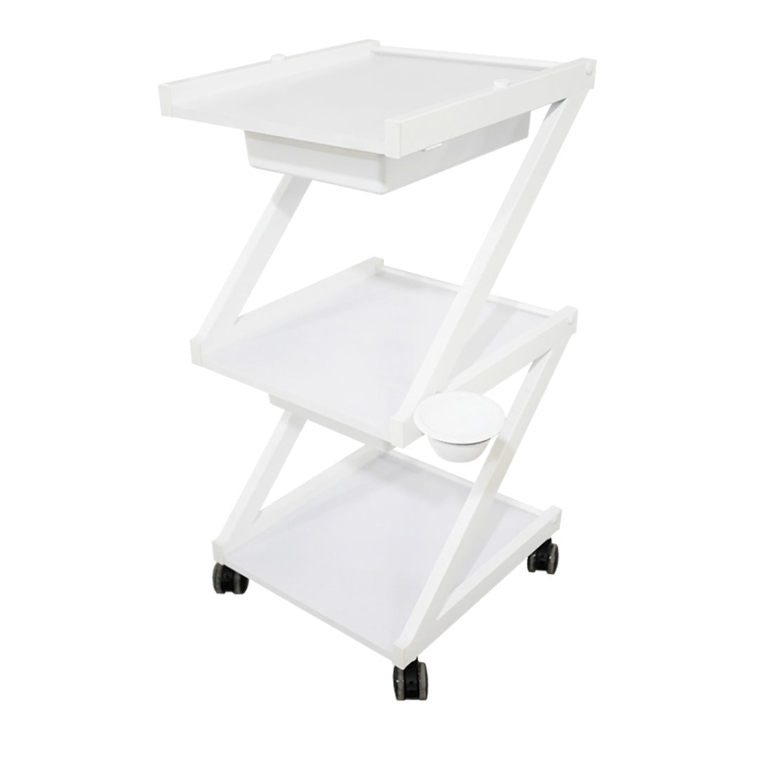 Cosmetics cart - עגלת קוסמטיקה 3 מדפי עץ  ומגירות אחסון