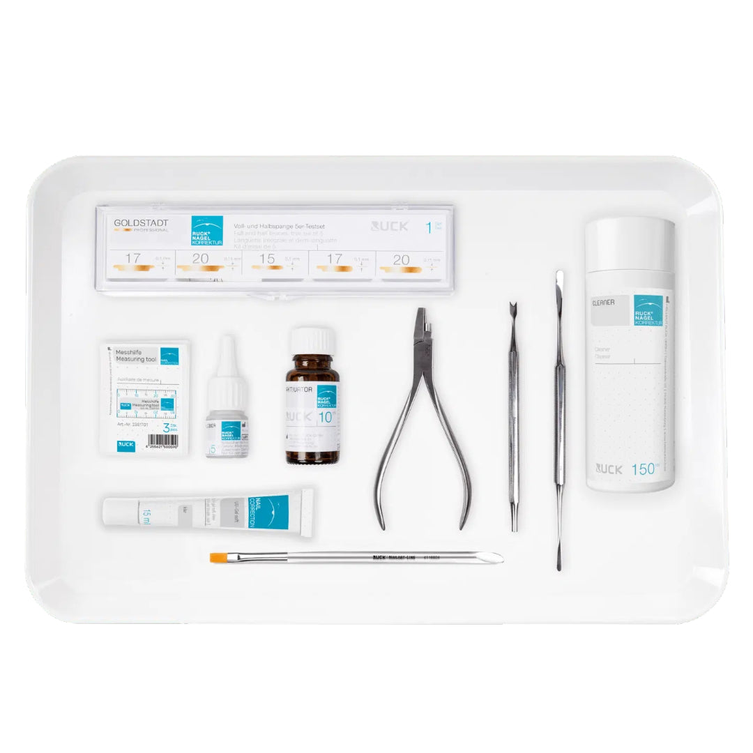 GOLDSTADT Professional Classic Kit - ערכה מקצועית עם חצי-פסי פלדה ופסים מלאים לתיקון ציפורן חודרנית