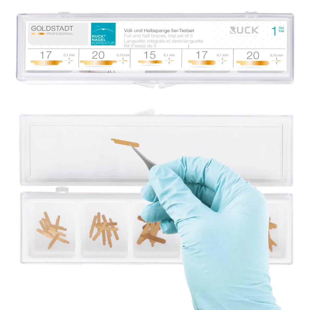 GOLDSTADT Professional Classic Kit - ערכה מקצועית עם חצי-פסי פלדה ופסים מלאים לתיקון ציפורן חודרנית