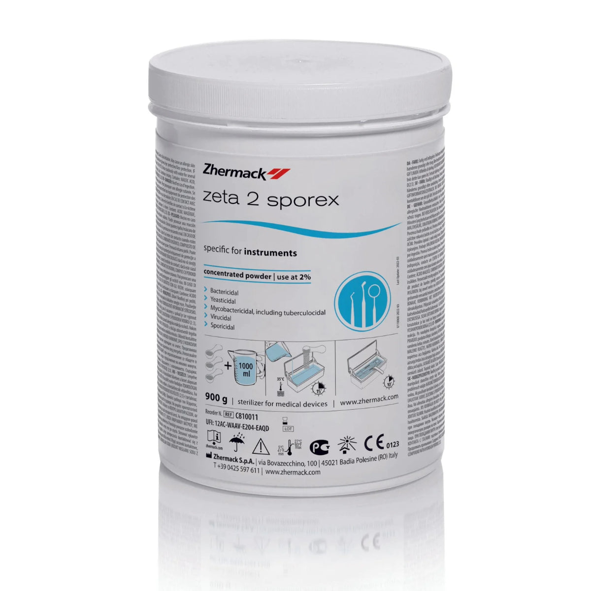 Zeta Sporex 2 - אבקה לתמיסת חיטוי ועיקור קר