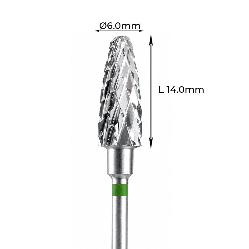 Carbide Cutter Barracudas - מקדח ראש שיוף קרביד "תירס" עם חריצה צולבת גסה ירוק 060