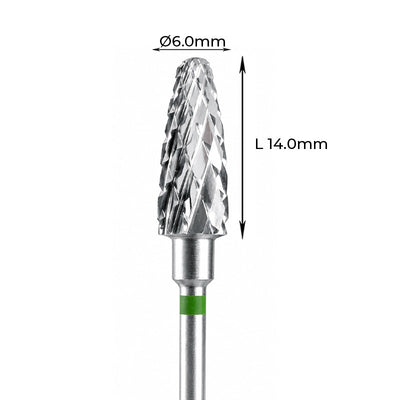 Carbide Cutter Barracudas - מקדח ראש שיוף קרביד "תירס" עם חריצה צולבת גסה ירוק 060