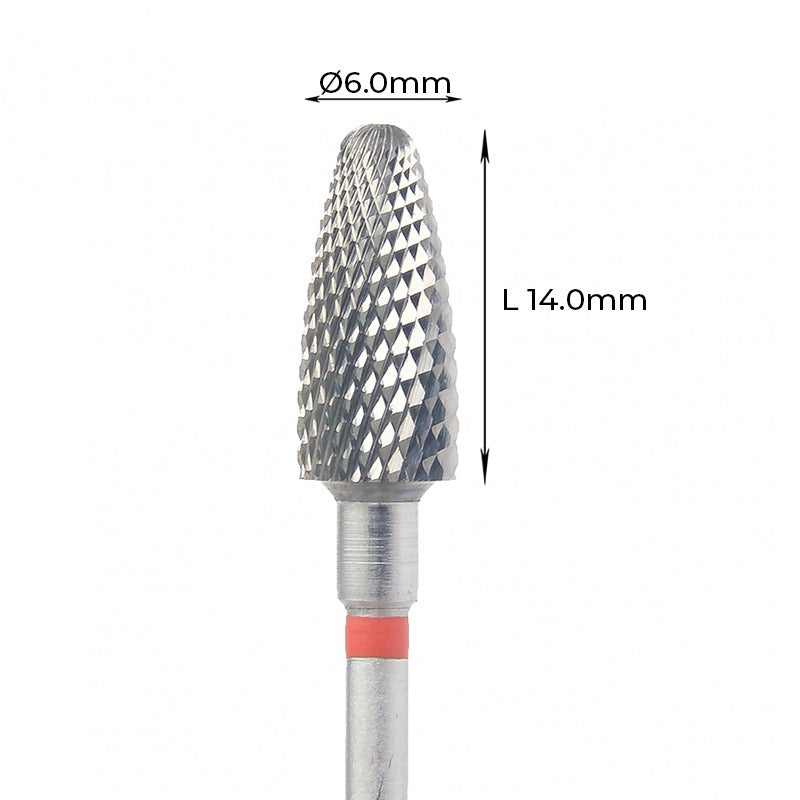Carbide Bur - מקדח ראש שיוף קרביד "תירס"עם חריצה צולבת עדינה אדום 060