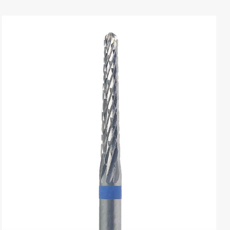 Carbide Bur - 023 מקדח ראש שיוף קרביד קונוס צר עם חריצה משולשת בינוני כחול