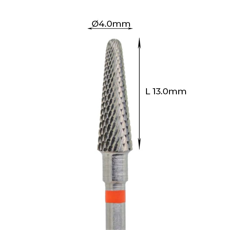 Carbide Bur - מקדח ראש שיוף קרביד קונוס עם חריצה צולבת עדינה אדום 040