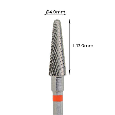 Carbide Bur - מקדח ראש שיוף קרביד קונוס עם חריצה צולבת עדינה אדום 040
