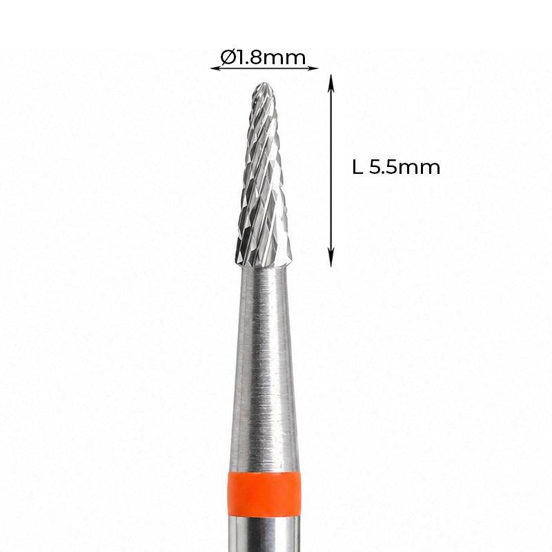 Carbide Bur -  מקדח ראש שיוף קרביד קונוס עם חריצה צולבת עדינה אדום 018