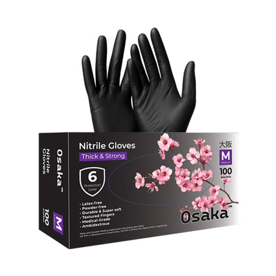 Nitrile Gloves - כפפות ניטריל מקצועיות 3.5 גרם צבע שחור Osaka