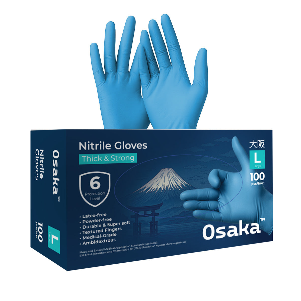Nitrile Gloves - כפפות ניטריל מקצועיות 3.5 גרם צבע כחול Osaka