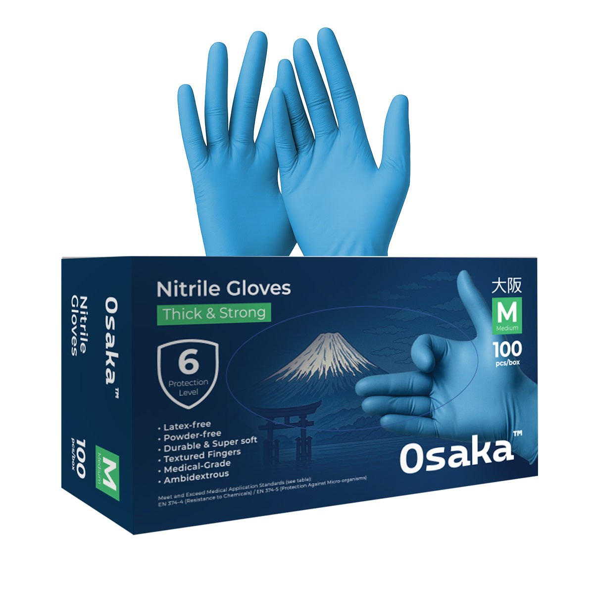 Nitrile Gloves - כפפות ניטריל מקצועיות 3.5 גרם צבע כחול Osaka