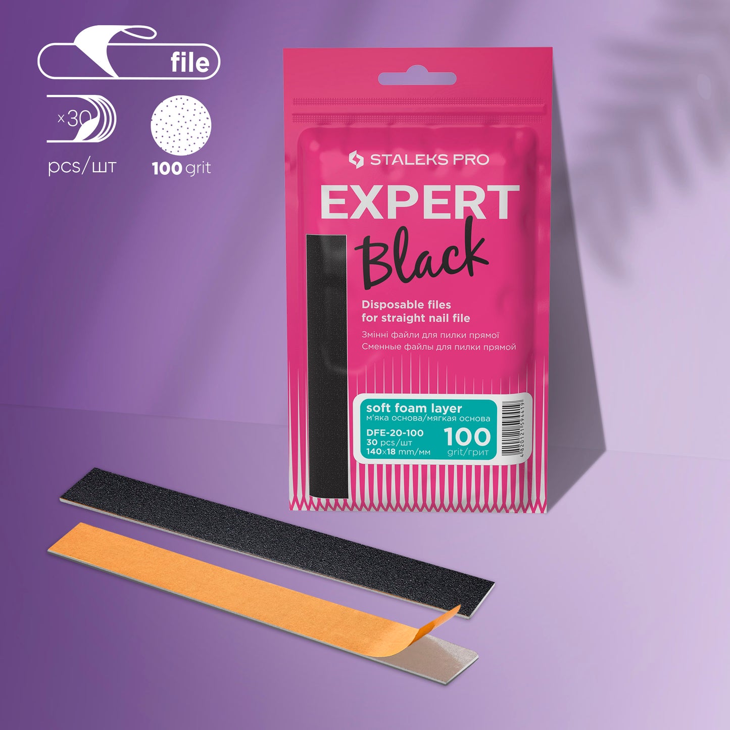 Refill Pads for Straight Nail File DFE-20-100 מדבקות פצירה רכות לבסיס ישר סטאלקס 30 יח