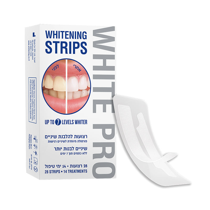 White Pro Whitening Strips - רצועות להלבנת שיניים 28 יחידות